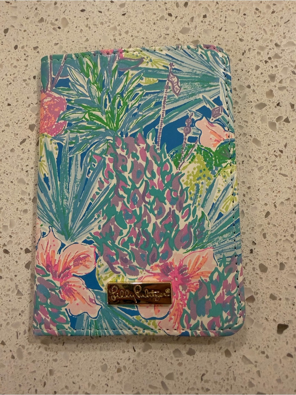 Lilly Pulitzer Tropical Pineapple Passport Cover in Pink, Teal, Blue and Green